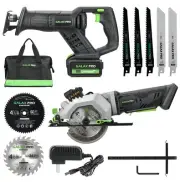 Cordless Circular Reciprocating Saw Combo Kit 4.0Ah Battery 7 Blades Tool Bag