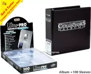 ULTRA PRO 3 RING BLACK BINDER ALBUM +100 PLATINUM 9 POCKET PAGES SLEEVES POKEMON
