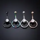 Stainless Steel Bar Crystal Curvy Belly Navel Ring Helix Piercing Body Jewelr Pe