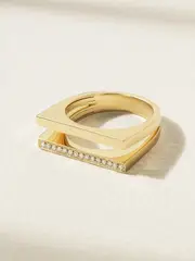 [Mizuki] Mizuki - Double Bar 14-karat Gold Diamond Ring - 7 7 Gold