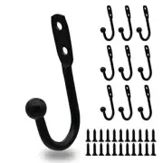 Black Coat Hooks-Pack 1”x2” Heavy Duty Single Wall Hooks with Metal Screws 20