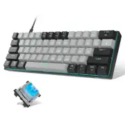 60% Mechanical Keyboard Gaming Keyboard with Blue Switches and Sea Blue Backl...