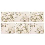 6PK Ashdene Elegant Rose 29cm Hardboard/Cork Placemat Rect - Cream