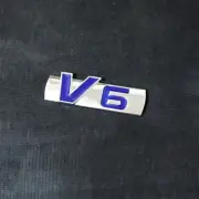 1x V6 Blue Chrome Silver Metal Emblem Badge Decal Sticker Engine Turbo Hatchback (for: Porsche)