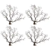 4pce Gorgonian Sea Fans Med #2 Natural Black Dried Coral Branches, Wall Art 35cm Set