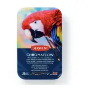 36pc Derwent Chromaflow Artist Colouring Pencil Set Professional Quality Tin