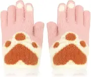 [ALLY-MAGIC] Kids Gloves, Winter Knitted Thermal Children Gloves Toddler Full Finger Stretchy Warm Gloves Heart Pattern Magic Mittens for Boys and Girls Winter Daily Y7AXJYST, Pink, One Size