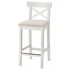 IKEA INGOLF bar stool with backrest 40x45x92 cm white/Hallarp beige