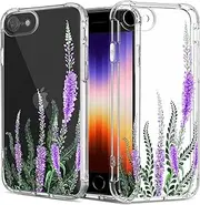 GREATRULY Floral Clear Case for iPhone SE 2022/2020 (3rd/2nd Generation SE3/SE2) & iPhone 8/7 for Women/Girls,Pretty Flower Design Silicone Phone Cover,Slim Soft Drop Proof TPU Protective Shell,FL-21