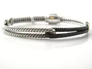 David Yurman Labyrinth Mini Single Loop Bracelet Black Diamonds/Silver NWT