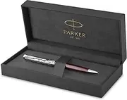 [PARKER] Sonnet Ballpoint Pen | Premium Metal and Red Satin Finish with Chrome Trim | Medium Point with Black Ink Refill | Gift Box