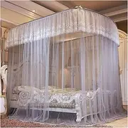 Fishing Rod Telescopic Mosquito Net U-Shaped Three-Door Mosquito Net Bed Canopy King Canopy Bed (Color : Gray,Size : 2.0 * 2.2)