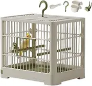 Bird Travel Cage - Portable Bird Carrier Standing Pole and Hook Handle | Lightweight Decorative Bird Cage Removable Tray for Finches, Parakeets, Parrots, Lovebirds and Travel Use