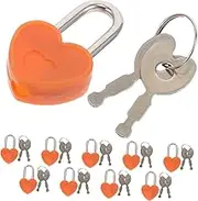 WATIIFUFU 10 Sets Mini Heart Lock Padlock Decorative Locks with Keys for Jewelry Storage Treasure Chests Suitcases Keychains for Halloween Parties Themed Events