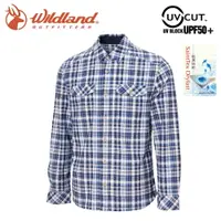 在飛比找樂天市場購物網優惠-【Wildland 荒野 男 彈性格紋內刷毛保暖襯衫《牛仔藍