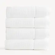 Renee Taylor Cambridge Textured 4 Piece Snow Bath Towel Pack