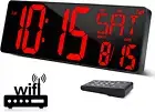 XREXS Large Digital Wall Clock Wifi Sync, 16.5 in Large Display Wall Clock with