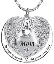 DOTUIARG Unisex by My Side But Forever in My Heart Mom Cremation Ashes Urn Pendant Stainless Steel Necklace