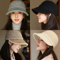 在飛比找Yahoo奇摩購物中心優惠-seoul show首爾秀 挺版雙層針織鴨舌帽加厚保暖毛線棒