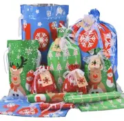 Christmas Gift Bags Assorted Sizes, 22pcs Drawstrings Christmas Bags For Gifts