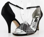 $85 CAPARROS MADELYN Slate Black Silk Jeweled Designer Fashion EVENING Pumps 8