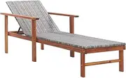 Sun Lounger Acacia Wood Adults Lounge - Lawn Reclining Chair, Folding Gray Patio Lounger, Outdoor Gravity Recliner Camping, Reclining Outside