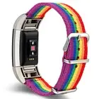 Rainbow Nylon Woven Fabric Watch Strap Wrist Band For Fitbit Charge 4 4th Gen