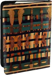[EdWal] African Classic Weave Print Passport Cover with Credit Card Holder Leather Passport Case, for Women Men Family ID Travel, Black, One Size