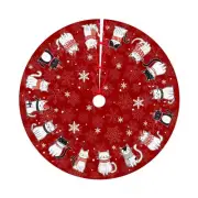 Cats Christmas Tree Skirt 48 Inch Red Xmas Tree Skirt Snowflakes Tree Mat Dec...
