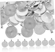 [VILLFUL] 100pcs Time Gem Bottom Holder Jewelry Necklace Bezel Tray Blanks Pendant Trays Round Pendant Tray Bezel Pendant Blank Bezels Trays Bezel Pendant Charm Pendant Bezel Blanks Alloy