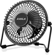 4 Inch Small USB Desk Fan, Mini Quiet Fan with Metal Construction & Strong Airflow & 360°Adjustable Tilt Angle, Personal Cooling Fan for Desktop Office (Black)¦