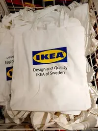 在飛比找Yahoo!奇摩拍賣優惠-IKEA 袋子 白色 IKEA logo 側背袋 購物袋 單