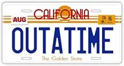 Outatime Back to The Future License Plate Memorabilia, Embossed License Plate Replica, Movie Prop Metal Stamped Vanity Number Tag, 12x6 inch