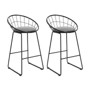 2x Bar Stools Padded Seat Metal