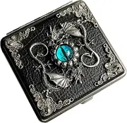 [ARKCHIU] PU Leather Cigarette Case/Box for Men and Women Unisex Metal Cigarette Case for 20 Regular Size Cigarette Black,One Size