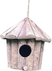 Parliky Wooden Bird House Rustic Round Design for Home Garden Decor Unique Artificial Nest for Creative Pendant Decoration for Weddings Parties Gardening