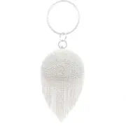 Nevenka Women Crystal Tassel Evening Clutch Bag Rhinestones Party Wedding Handbag-Silver