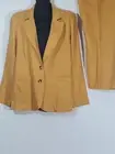 Modcloth Retro 2 Pc Linen Blend Golden Button Down Pants Suit Pockets READ BELOW