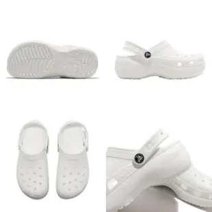 【Crocs】布希鞋 Classic Platform Clog W 女鞋 白 洞洞鞋 厚底 涼拖鞋 卡駱馳(206750100)