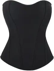 [OFFSUM] Women's Sexy Corset - Black Breathable Solid Color Top Fashion with Zipper Bustier Sexy Summer Strapless Backless Party Lingerie Clothing