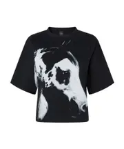 Pinko X Patrick McDowell Reimagine Horse Printed Wide T-Shirt S,XL,XS,L,M Black