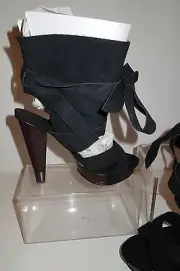 NIB STEVEN Steve Madden "Desyre" Black Suede Platform Wrap Sandal Boot 7.5M