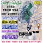 鐵殼培林馬達 自動擺頭 電風扇 工廠電扇 台灣製 溫控裝置 耐用款 24吋 工業扇 強力型 擺頭三段變速 壁扇