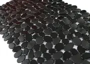 Non-Slip Pebble Bathtub Mat Black 16 W X 35 L Inches (For Smooth/Non-Textured Tu