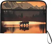 YMXFXP Moose River Landscape Expandable Filing Folder, 13-Pocket Funny Cute Design with Sticky Labels, A4 Letter Size Document Organizer for Office, School, Boys, Girls