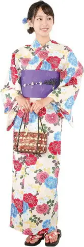 Nishiki【日本代購】和式浴衣+束腰帶2件套 女士成人用 - 丸菊(生成)