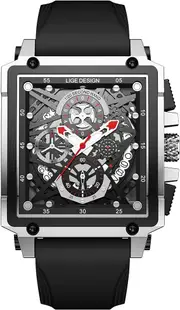 LIGE Mens Wrist Watches 30M Waterproof Analog Quartz Mutifuntional Chronograph Watch for Men Fashion Sports Watch with Silicone Strap