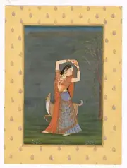 Handmade Rajasthani Miniature Painting Of Indian Ragini Lady Finest Art On Paper