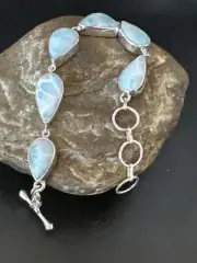 Gorgeous Blue Larimar Southwestern Sterling Silver Link Bracelet 8" 16082