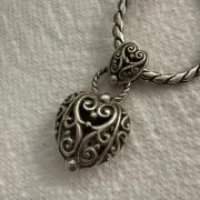 Brighton Bibi Heart Double Heart Pendant Thick Silver Plate Snake Chain Necklace